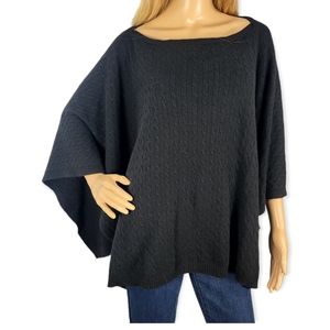 THEORY 100% Cashmere Black Cable-Knit Poncho Shrug Sz M - L